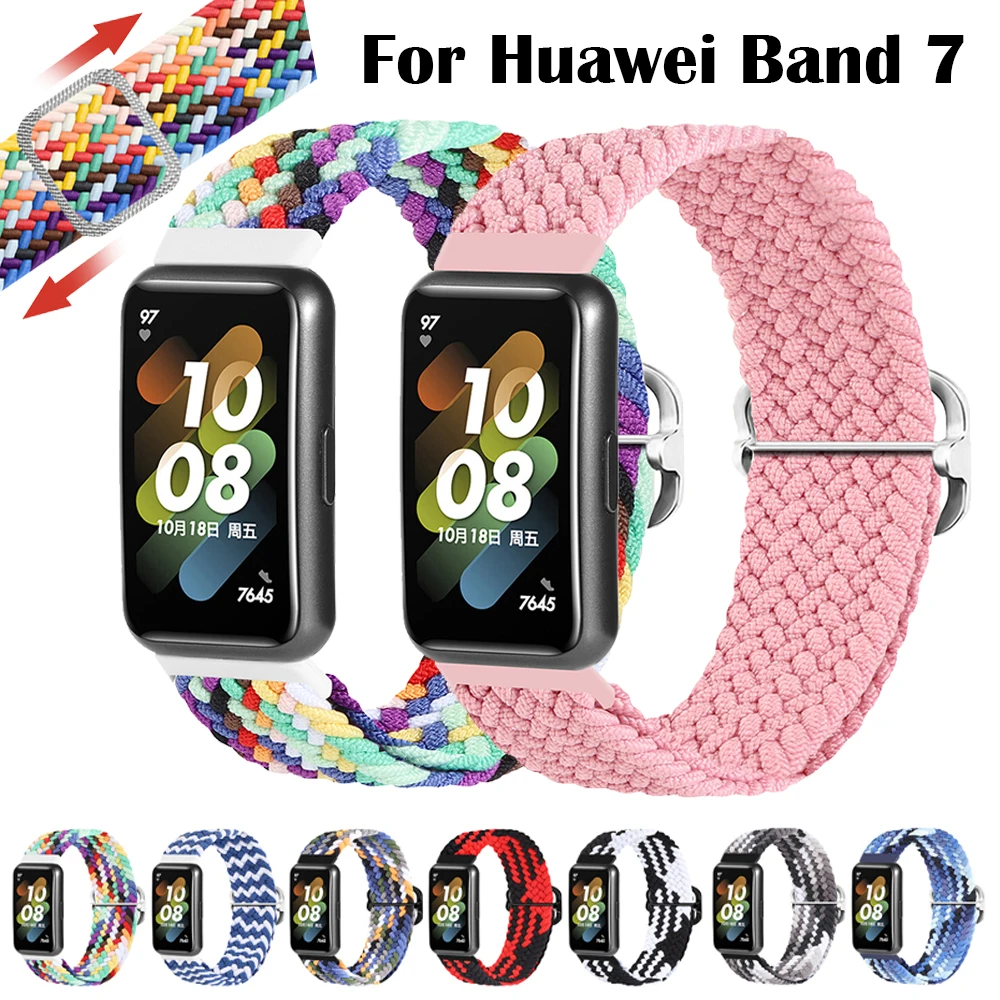 

Strap For Huawei Band 7 Adjustable Elastic Nylon Braided Strap Men Women Replacement Bracelet Wristband For Huawei Band 7