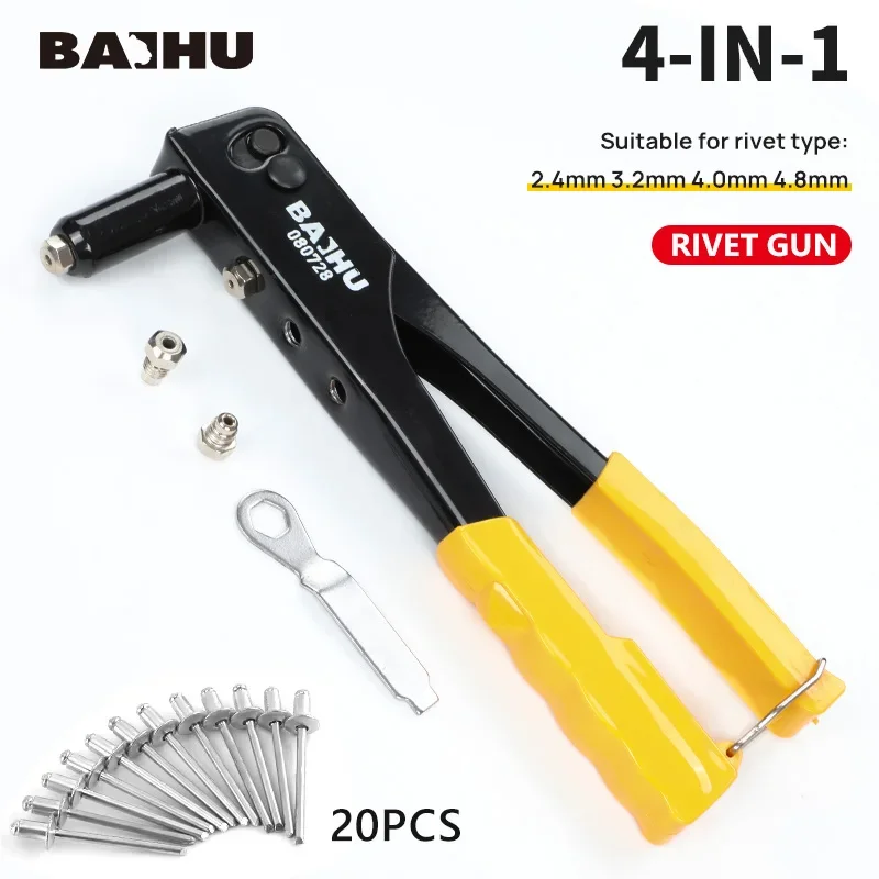 4 in 1 Single Hand Blind Rivet Guns Nose Piece Manual Riveting Riveter Tool Hand Tools