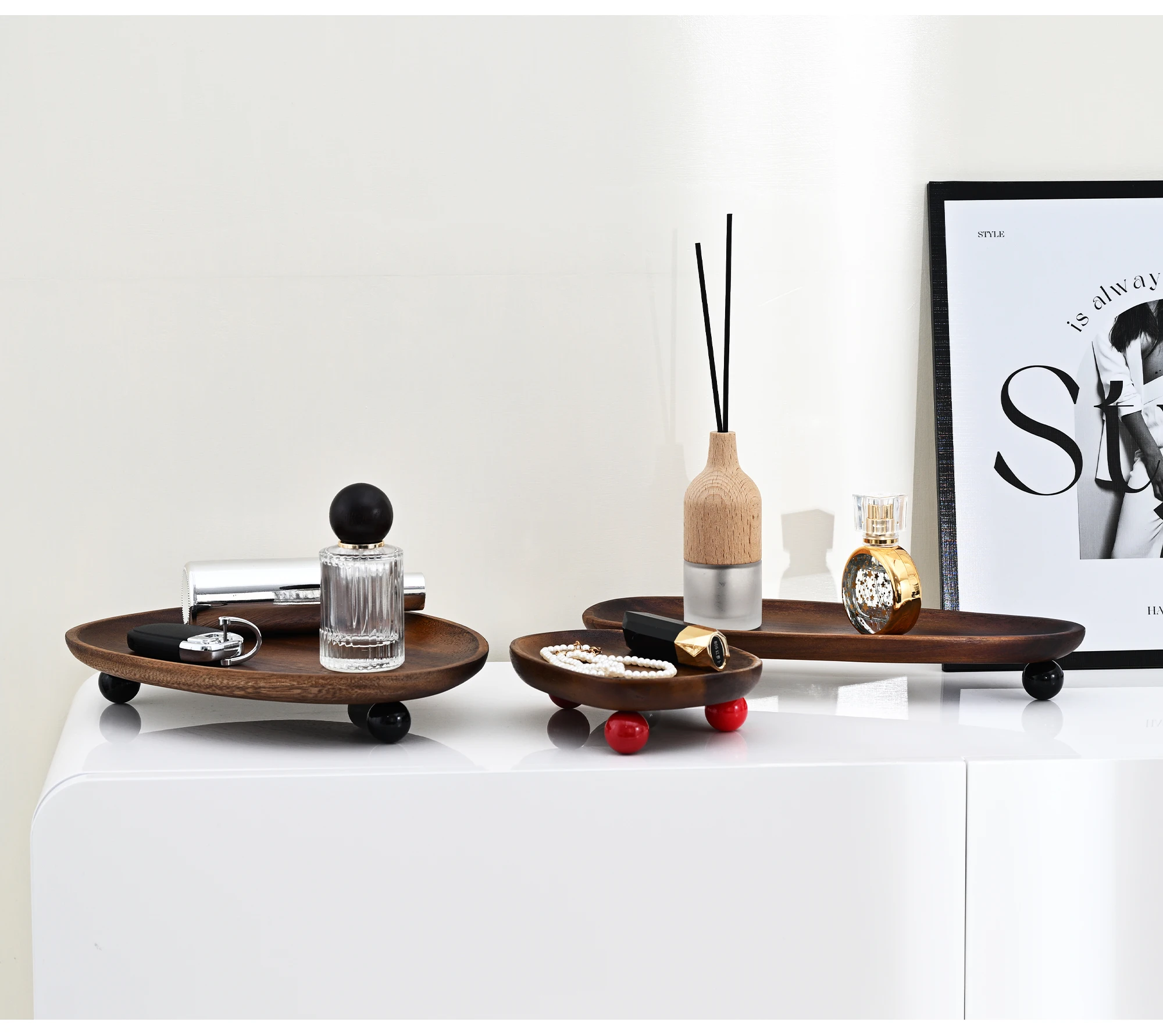 Irregular Shape Wooden Tray - Desktop Decoration, Tray for Jewelry Supplies, Storage Organizer