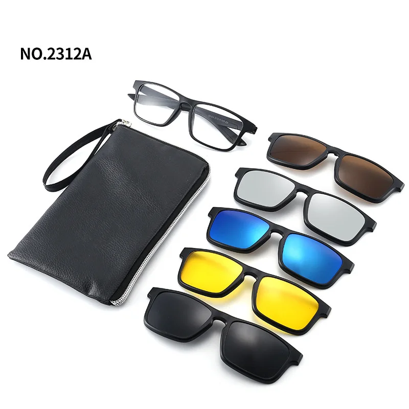 Set of 6 Magnetic Polarized Clip-On Sunglasses with UV400 Protection