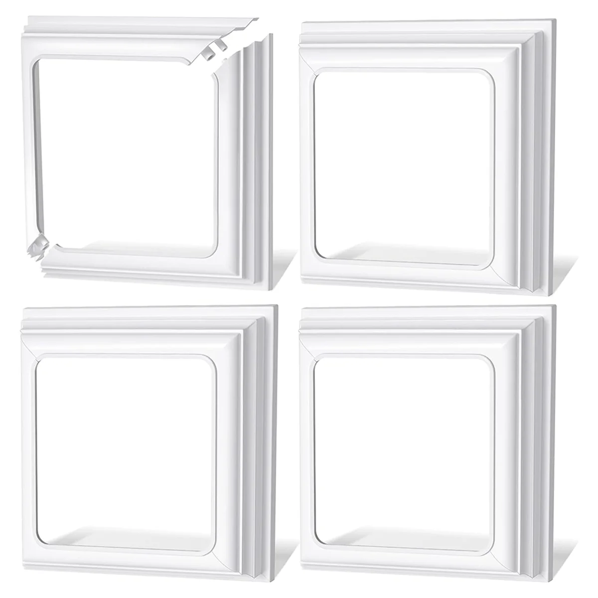 A04I 4x4Inch Vinyl Post Skirt-White Post Base Cover Trim for Wood and Vinyl Posts,Deck and Porch Column,Stair Rails-Set of 4