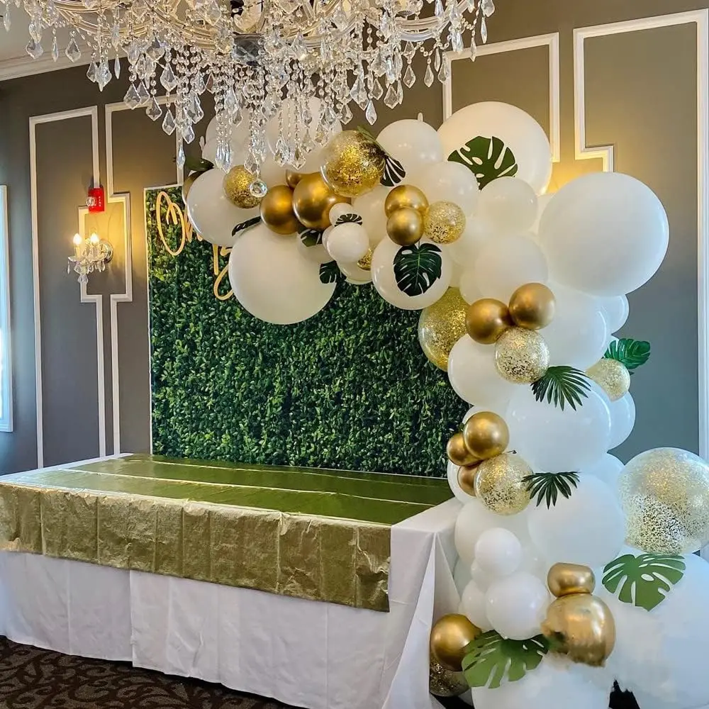 White Balloons Garland Arch Kit Metalli Gold Confetti Latex Balloons Wedding Kids Birthday Party Baby Shower Decoration Supplies