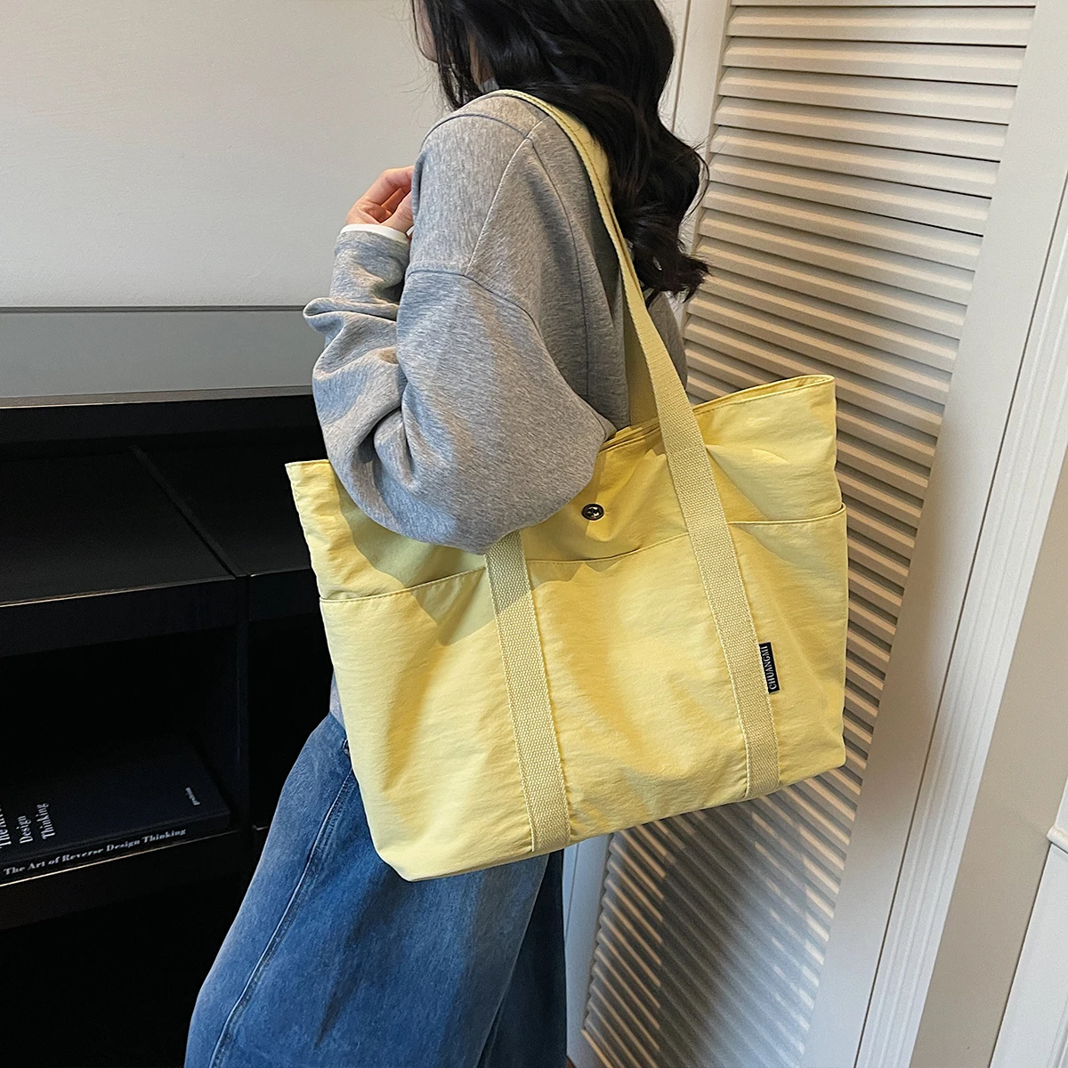 Large-Capacity Tote Bag for Junior High School Students, Canvas Tutoring Bag for High School Students to Carry Books, Tutoring Bag for Girls