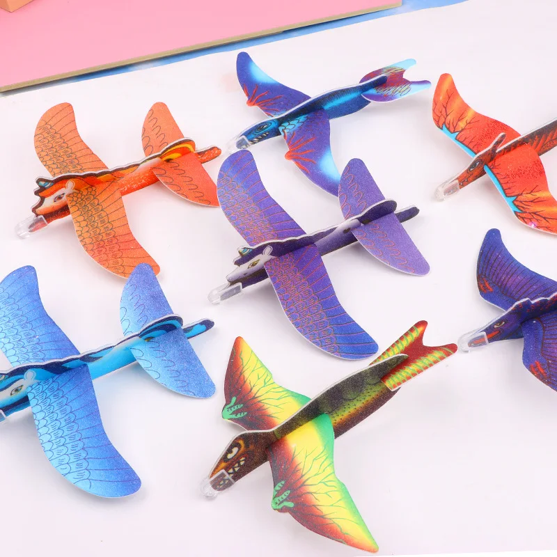 Cartoon Dinosaur Foam Hand Throw Flying Airplane 25Pc Outdoor Toy for Kids Birthday Party Favors Pinata Stuffers Carnival Prizes party toys
