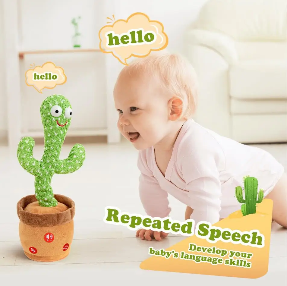 Baby Talking Dancing Cactus Plush Toys with Lights Music 120 Songs Christmas Birthday Gifts for Girls Boys