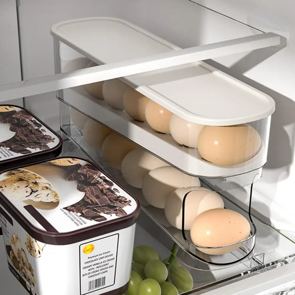

Durable Egg Organizer Double-layer Non-slip Fridge Egg Holder Detachable Organizer Rack for Kitchen Pantry Cabinet Refrigerator