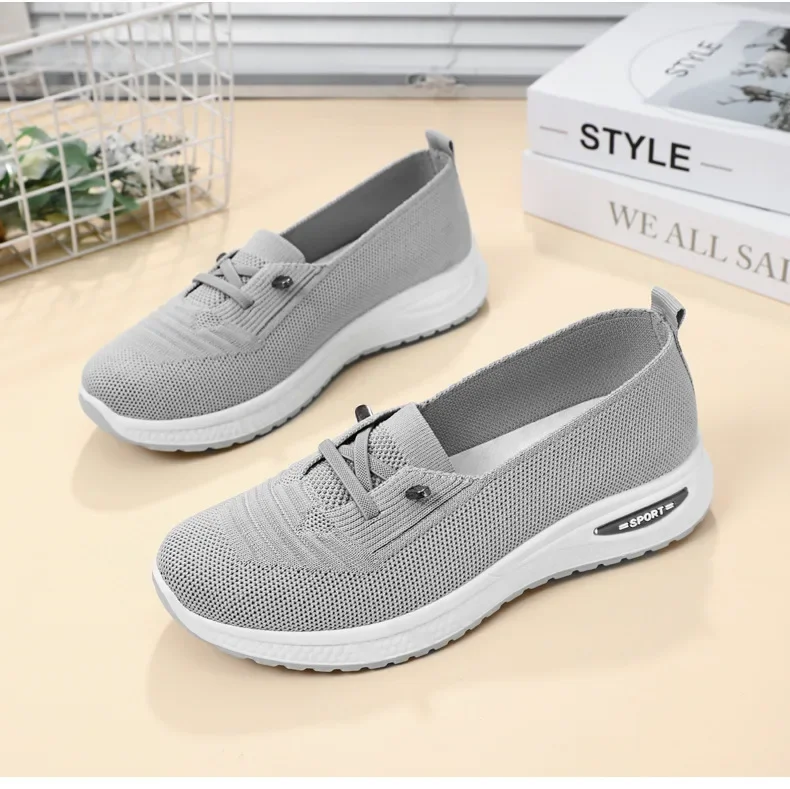 Womens Breathable Casual Walking Shoes - Fitness Flats in Pink Size 36-43