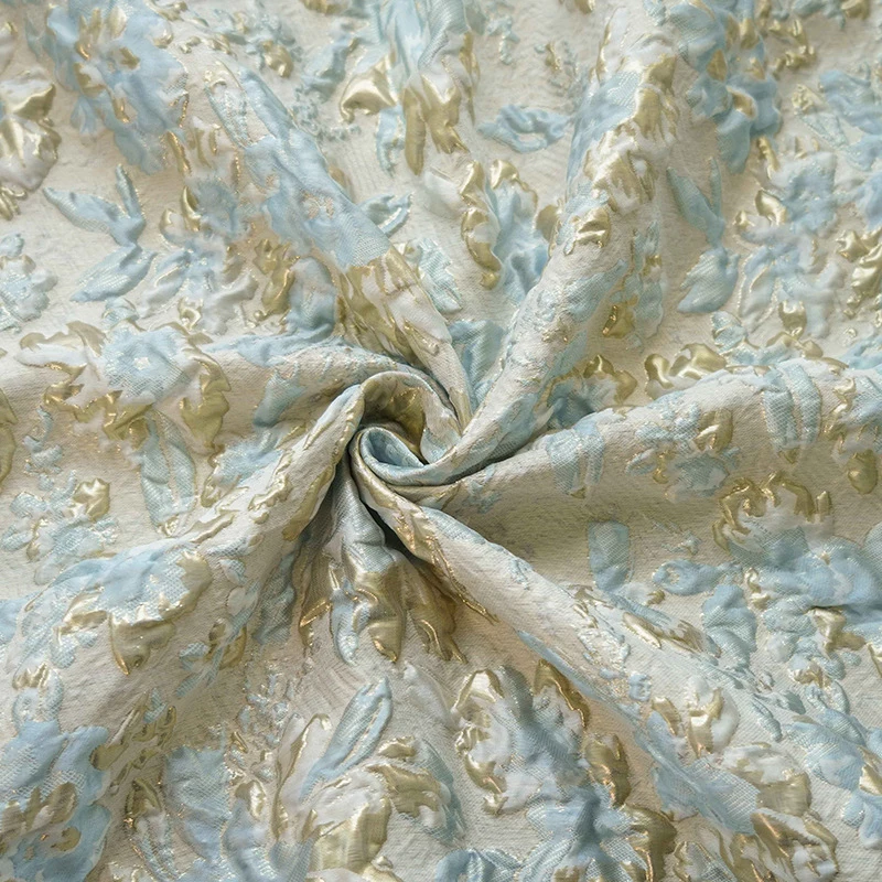 Gold Seide Relief Vintage Jacquard Stoff Plissee Brokat Stoffe DIY Damen Kleidung Kleid Tasche Dekorative Nähzubehör – Detail 4