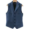 Tweed Herringbone Mens Suit Vest Slim Fit Notch Lapel With 4 Pockets Groomsmen Wedding Waistcoat For Wedding 2