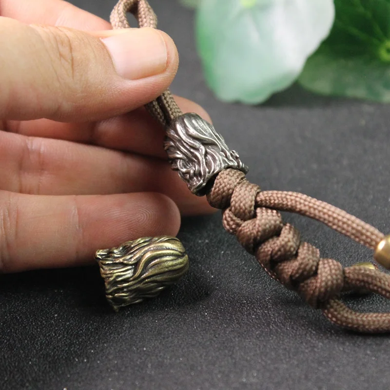 Paracord Rope Braided Paracord Paracord Accessories Paracord Bracelet Outdoor Accessories Paracord Bracelet Accessories Paracord Lanyard Pendants Paracord Keychain Christianity Jesus Savior Head Sculpture Brass Beads DIY EDC Keychain Outdoor Folding Knife Lanyard