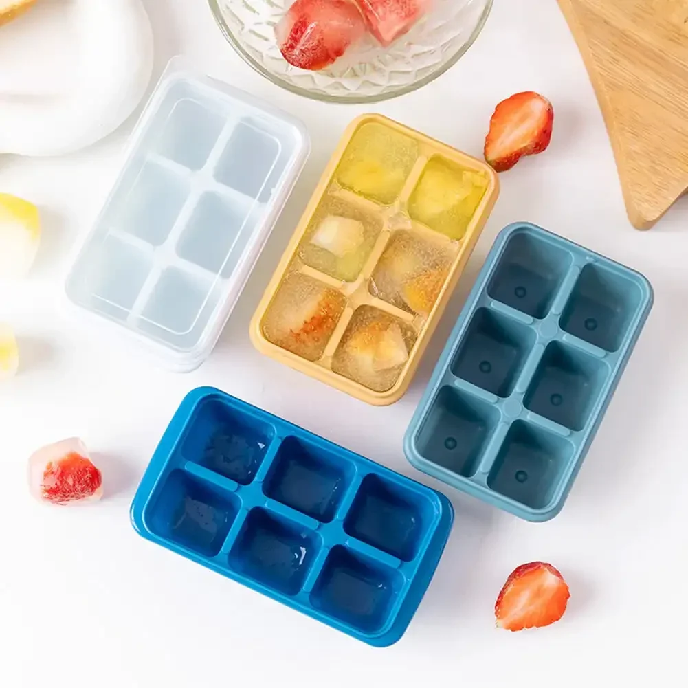 1PC Silicone Ice Cube Molds 6 Grid Trays Reusable Press Whiskey Ice Mold Ball Diamond Ice Mold Drinks Cooling Tools with Case
