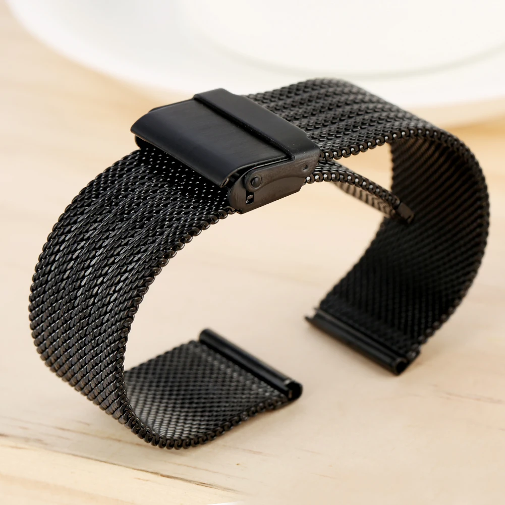 

Stainless Steel Mesh Watches Strap 18mm 20mm 22mm 24mm Watchbands for Men Women Black Replacement Wristwatches Bracelet correa