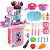 Disney 3 in1 Minnie mouse trolley case kitchen set for kids with light kitchen tableware play house set toys kids birthday gift 1
