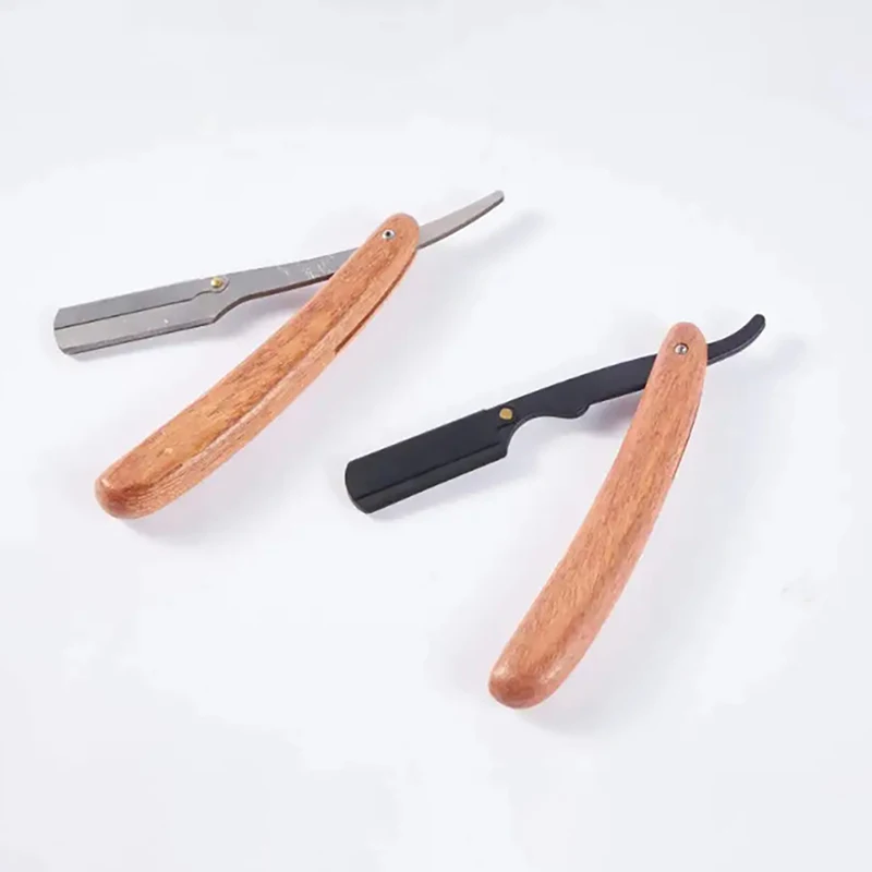 Men's Professional Barber Razor Pear Flower Wood Manual Folding Shaving Shave Stainless Steel Straight Razor Beard trimmer 5