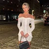 Oligai Lace Slim Mini Dress for Women Off The Shoulder Sexy Long Sleeves Club Party Dresses Bodycon Elegant Autumn Dress 1