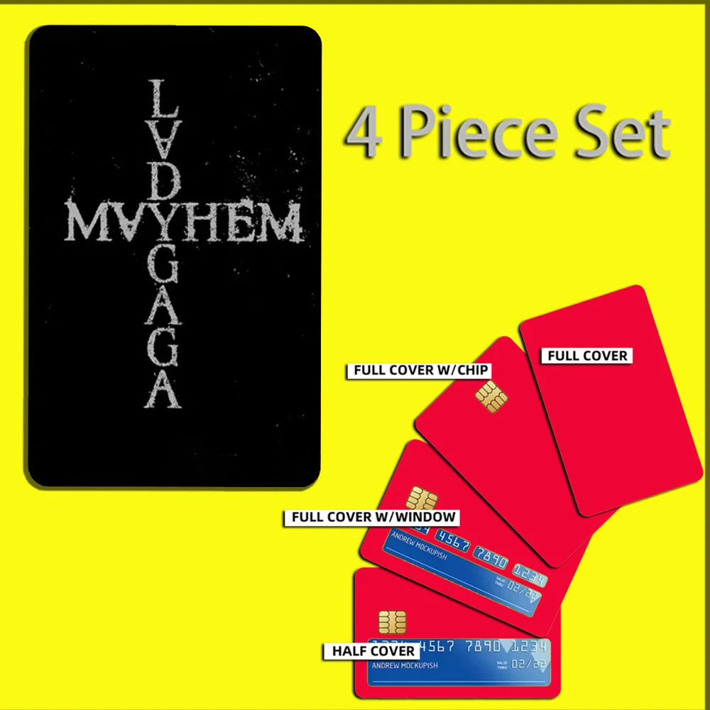L-LADY GAGA MAYHEM Stickers For Debit Bank Credit Cards Metro Bus Pass Sticker Decoration Cover 4PCS Card Skin