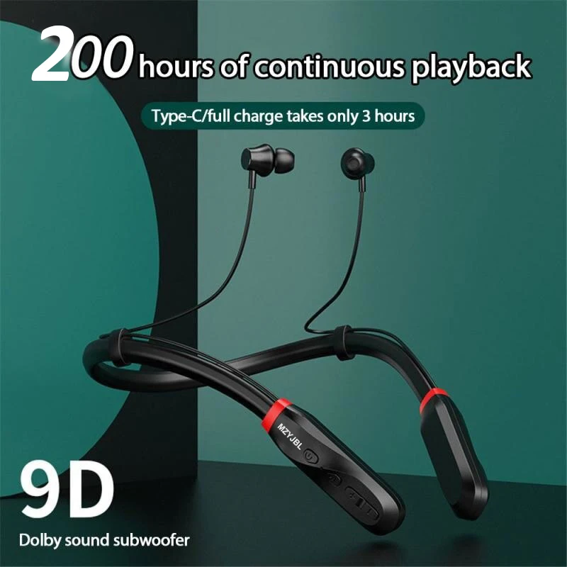 

MZYJBL 200 Hours Neckband Headset I35 Bluetooth Headphones 9D Sound Wireless Earbuds Built-in Mic In Ear Earphones For Workout