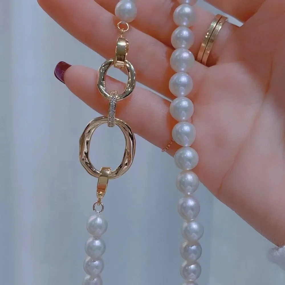 

Жемчужные аксессуары «сделай сам», серебро 925 пробы, Однорядная Женская модная Золотая Серебряная цепочка для свитера, бисерная Пряжка K255