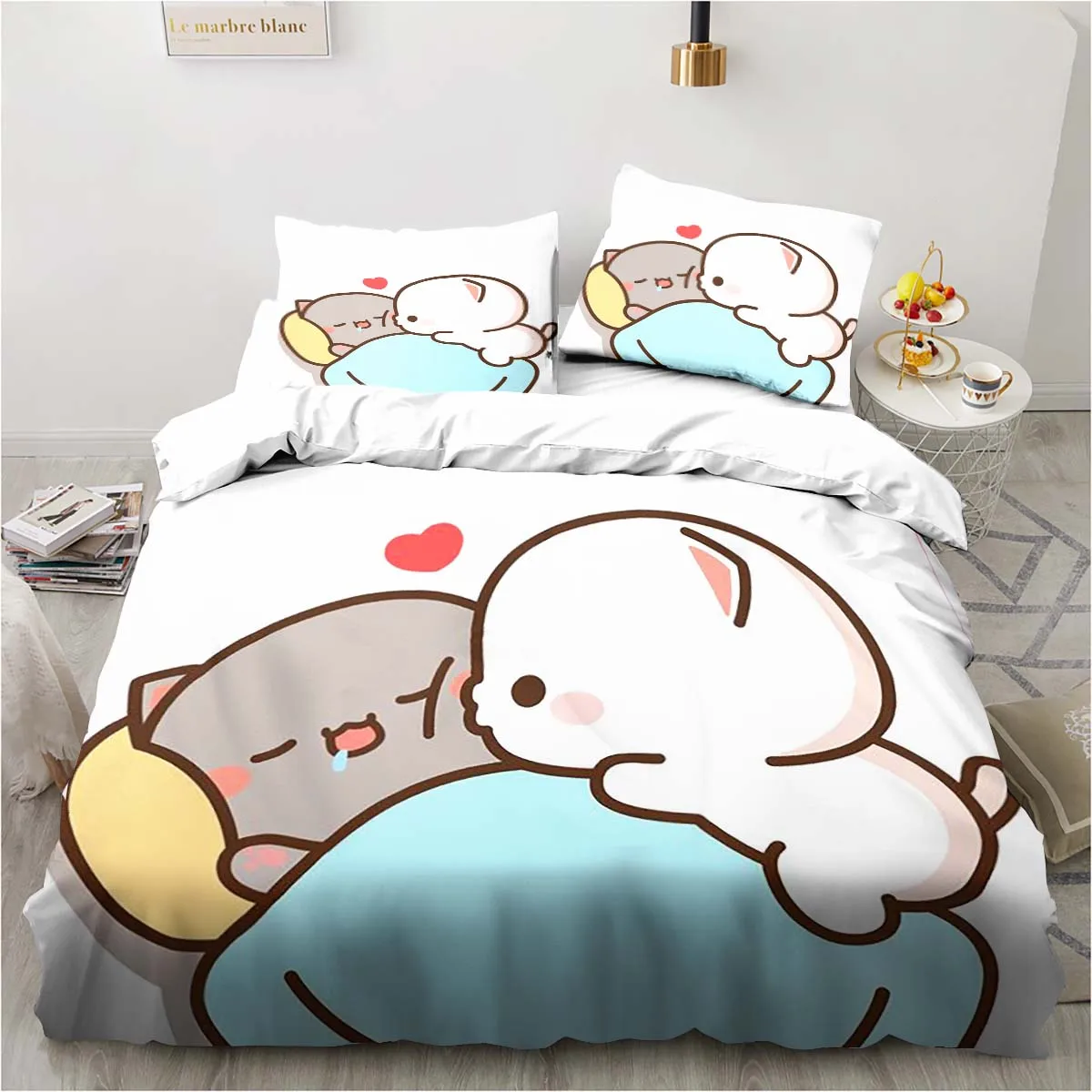 

Bubu Dudu Cartoon Cute Bear Kawaii Christmas Gift King Twin Double Child Bedding Set Microfiber or Polyester Duvet Cover Set