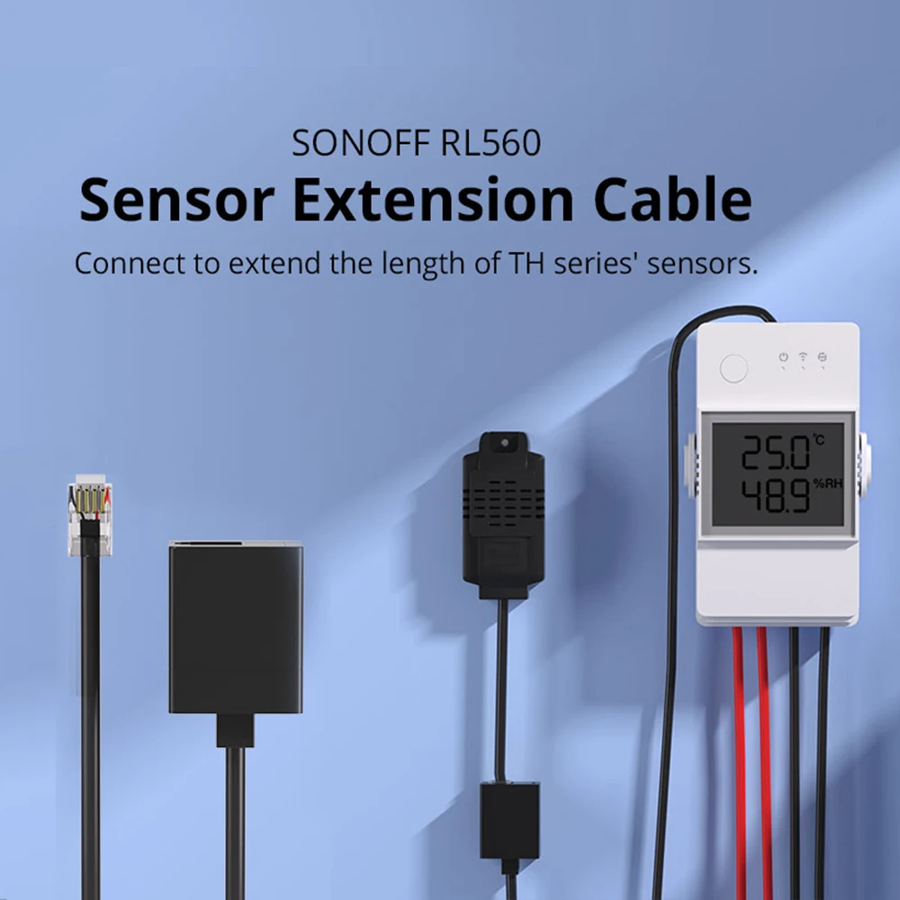 Newest SONOFF Sensor Temperature Sensor DS18B20 RL560 Extension Cable 5M RJ11 Connector Adapter For Sonoff TH Elite/TH Origin 4