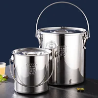 Seau à soupe en acier inoxydable 304, avec couvercle, seau Portable, seau à riz de grande capacité, seau d'eau scellé, Cater 1
