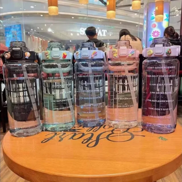 2 Liter Water Bottle with Straw Female Jug Girls Portable Travel bottles Fitness Bike Cup Summer Cold Water Jug with Time Marker 2 Liter Water Bottle with Straw Female Jug Girls Portable Travel bottles Fitness Bike Cup Summer Cold Water Jug with Time Marker