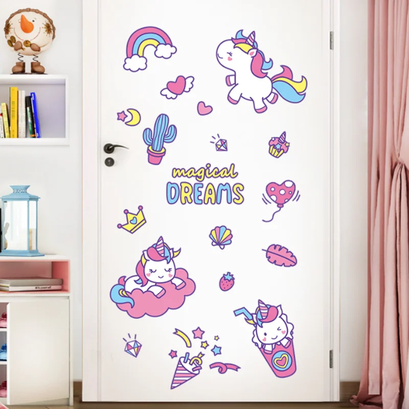 Crown Unicorn Sticker DIY Scrapbooking Child Bedroom Study Living Room Background Decor Party Scene Wall Static Stickers 50*70cm