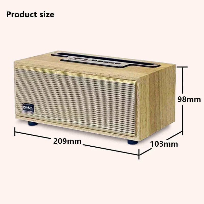 Bluetooth Speaker Wireless Subwoofer Radio TF Card USB Soundbar Retro Wooden Multifunctional Outdoor Portable Heavy Bass Boombox 6