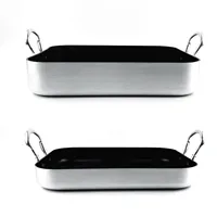 Rectangular Non-Stick Frying Pan, Rectangle Frying Pan Nonstick Aluminum Alloy Flat Single Bottom Fry Pan with Handles for Home 1