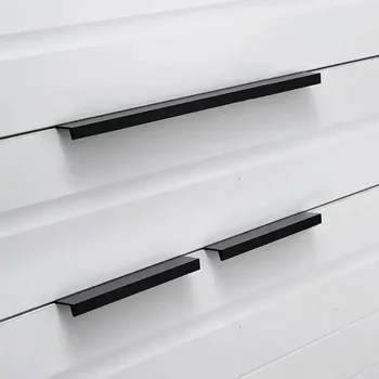 ลูกบิดตู้ลิ้นชักดึงสีดำสีเงินสีส้มสีทองที่จับซ่อนสแตนเลสอุปกรณ์เหล็กเครื่องตกแต่งบ้านตู้ครัว 2