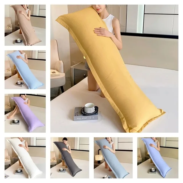 Taie d'oreiller Double Couple, couleur unie, longue, housse en coton pour dormir, pour canapé-lit Dakimakura, 48x150/48x180CM 1