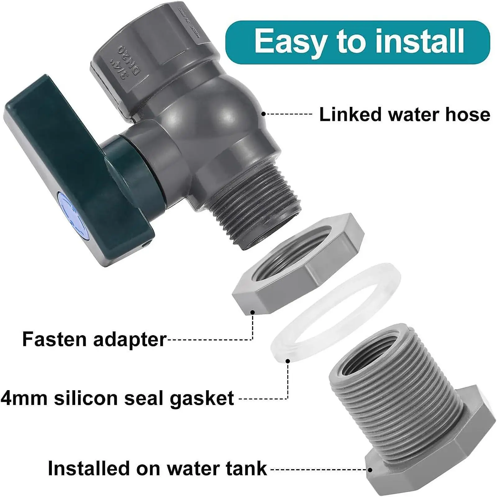 Water Barrel PVC Garden Diverter Kit Garden Faucet Kit 3/4 Water Barrel PVC Garden Diverter Kit Garden Faucet Kit 3/4