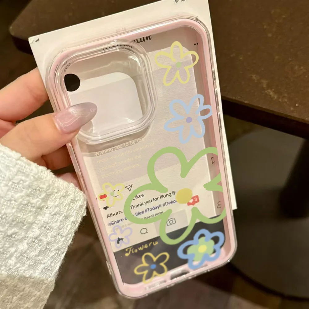 ตัวเลือกสินค้า เคส TPU นิ่มใสลายดอกไม้ 2 in 1 สำหรับ iPhone 11-17 Pro Max 13-15 14 12 17 Air