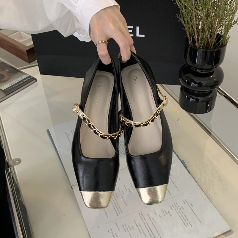 

Woman Shoes Mary Janes Platform Lolita Shoes Women's Pumps Japanese Style Vintage Girls Flats Shoes For Women Metal Chain Buckle