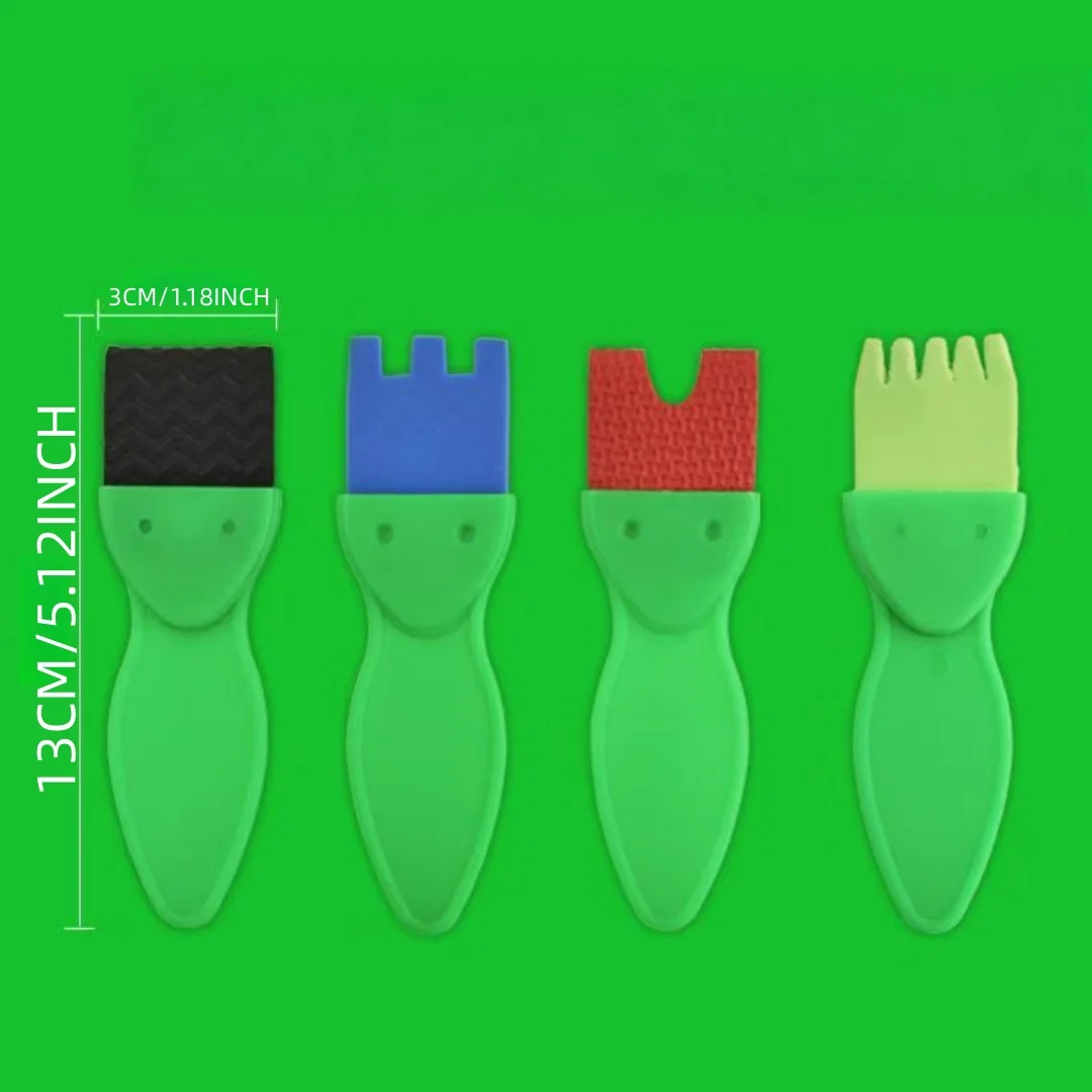 녹색 물고기 손잡이 붓이 포함된 DIY 수제 그래피티 창의적 페인팅 도구 4종 세트