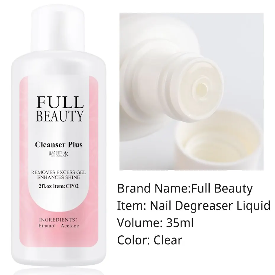 35ml Nail Liquid Slip Solution for Poly Nail Extension Gel Quick UV Builder Acrylic Gel Polish Degreaser Cleanser 5