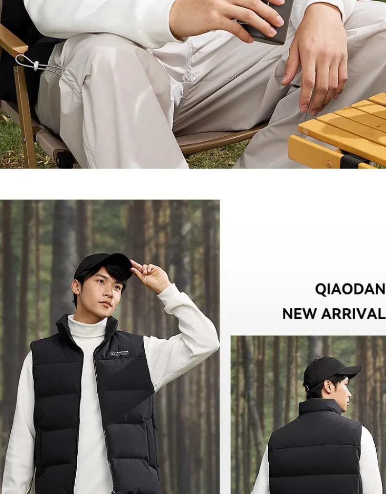 Description Picture 4 of itemQIAODAN Winter Sports Jacket Men 2025 Stand Collar Warm Windproof Versatile Outdoor Vest Tops Male Fashion Loose QXEKD3244005