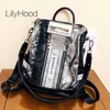 Female Quality Vegan Leather Patchwork Big Capacity Backpack Bag Women Kaishilan Serpentine Travel Casual Big Size Daily Daypack 1