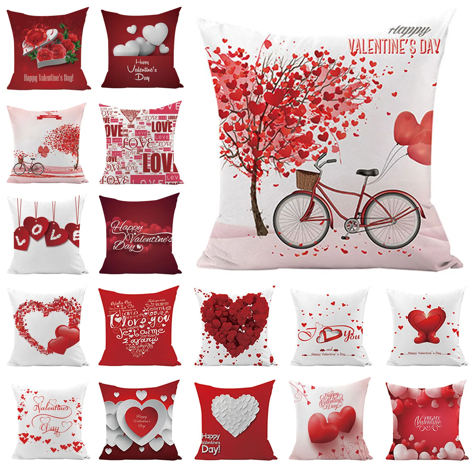 Top Selling Valentine's Day Pillow Case Linen Pillowcase Printing Sofa Home Decoration Accessories 45 x 45cm Dropshipping |