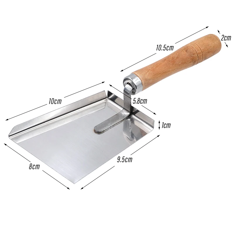 1PC Beekeeping Shovel Beehive Pollen Shovel Clean Stainless Steel Honey Scraper Cleaner Tools Beekeeper Supplies Wooden Handle