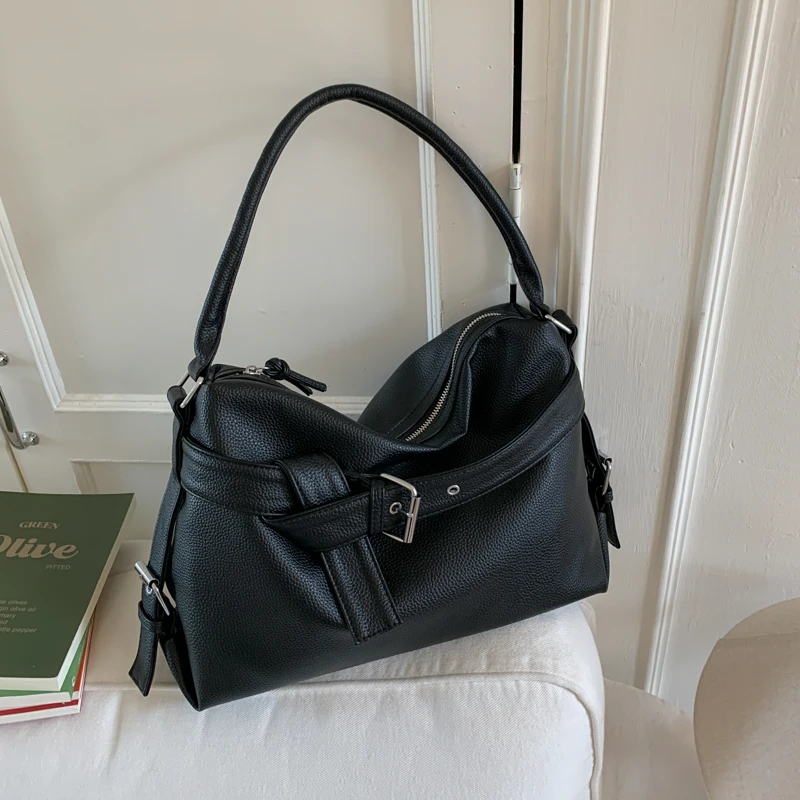 PU Leather Vintage Shoulder Bag Large Capacity Retro Tote Handbag Versatile Crossbody Bag Travel Shopping Work Handbag