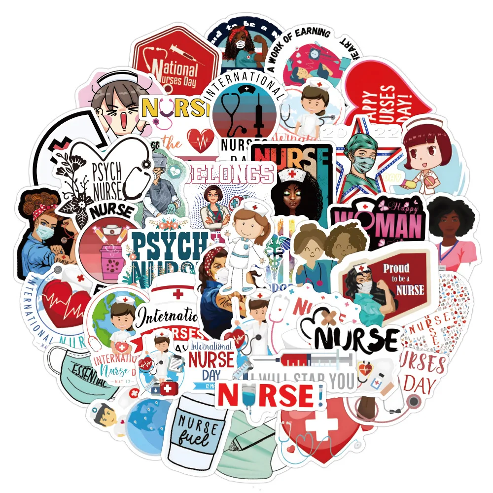 

60pcs New International Nurses Day Graffiti Car Trunk Notebook Water Cup Waterproof Sticker