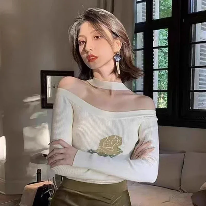 Elegant Knitwear Off Shoulder Sweater for Women