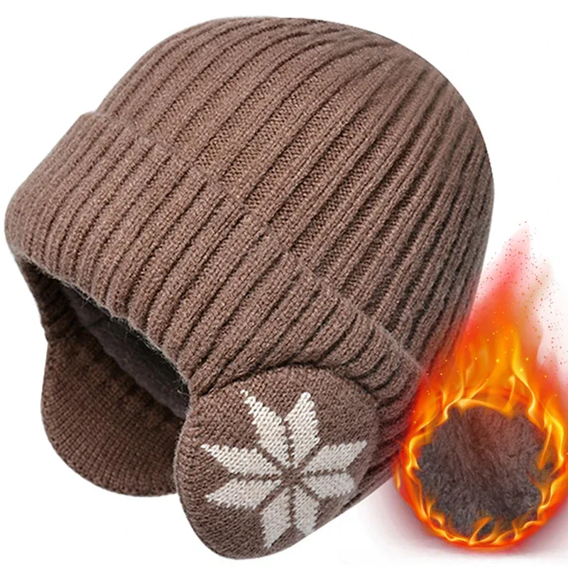 Men Women Winter Warm Plush Knitted Benines Snow Fashion Skullies Hat Unisex New Outdoor Coldproof Ear Protection Wool Caps 2