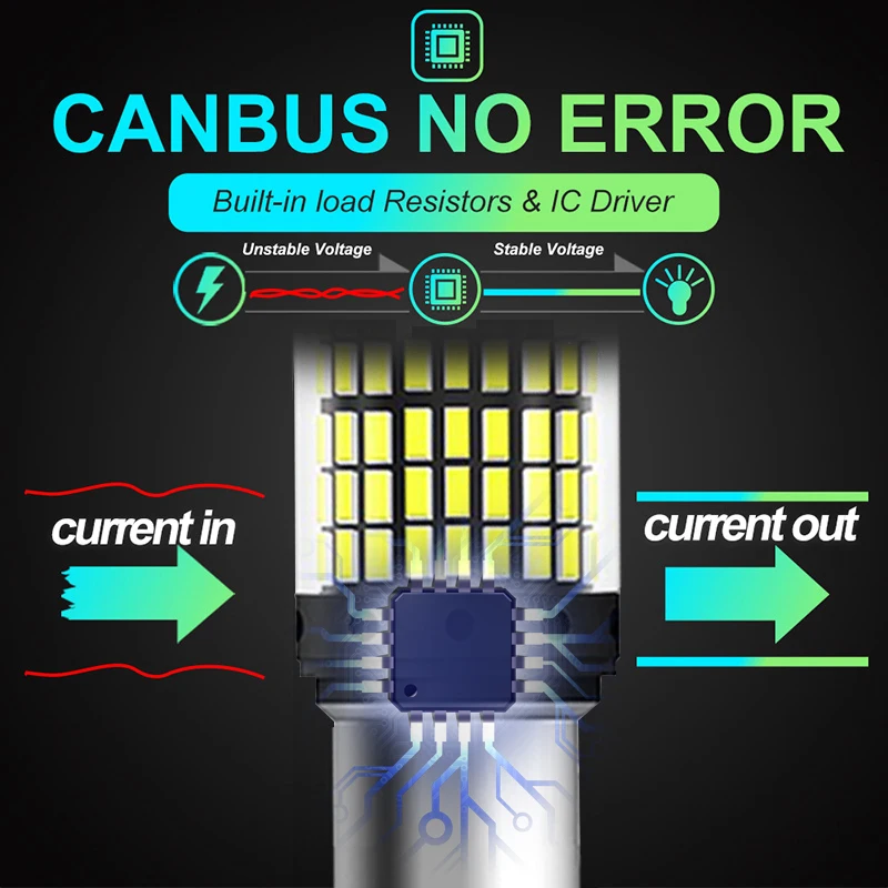 LED Car Light 2/4 PCS 1156 BA15S BAU15D 7443 W21W CANBUS 15W 12V 6500K White Super Bright Car Tail Brake Parking Turn Signal