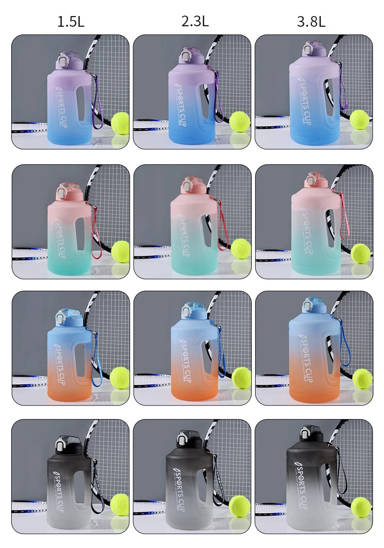 3.8L/2L/1.5L Gym Sports Bottles Water Cup Pc Material with