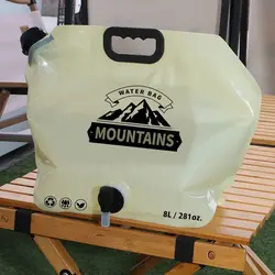 Collapsible 8L Water Container - Portable Folding Water Bag and Bucket (Khaki - 8L)