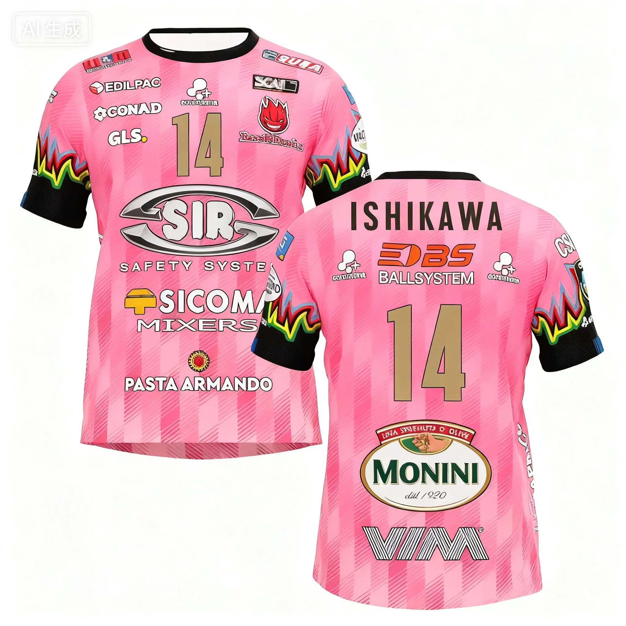 2025Men Women No. 14 Volleyball Jersey Sir Safety Perugia Tshirt