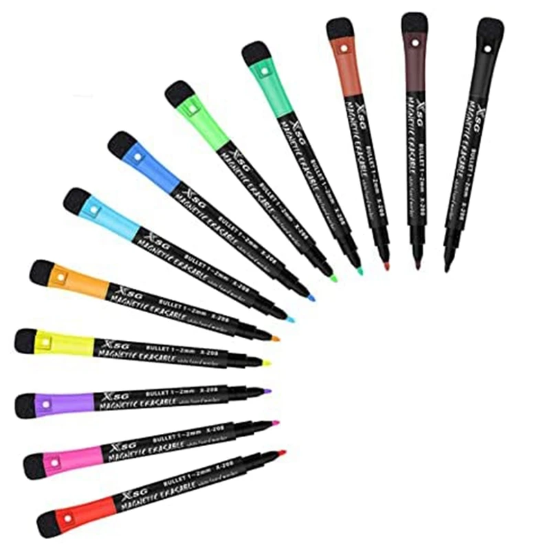 12pc Whiteboard Pens With Eraser Dry Wipe Markers Whiteboard Markers Outline Marker