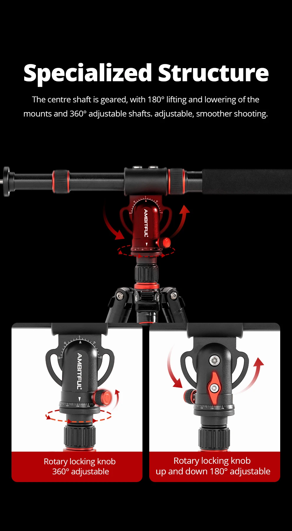GM104 106cm Aluminium Alloy Tripod Extended Crossbar Adjusted Multi-Angle Shooti